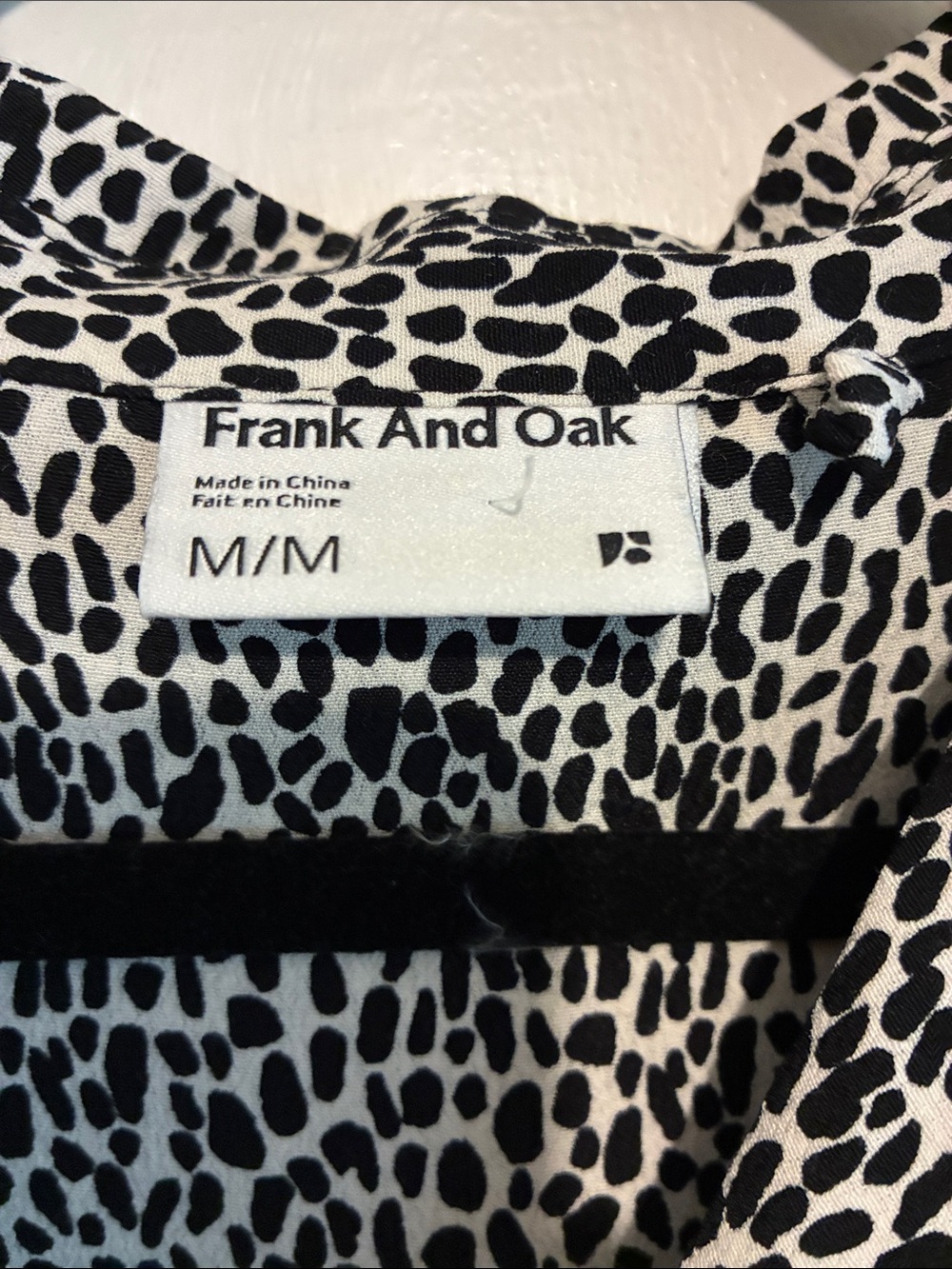 Frank & Oak Black and White Leopard-Spot Button Down Shirt - Picture 2 of 5